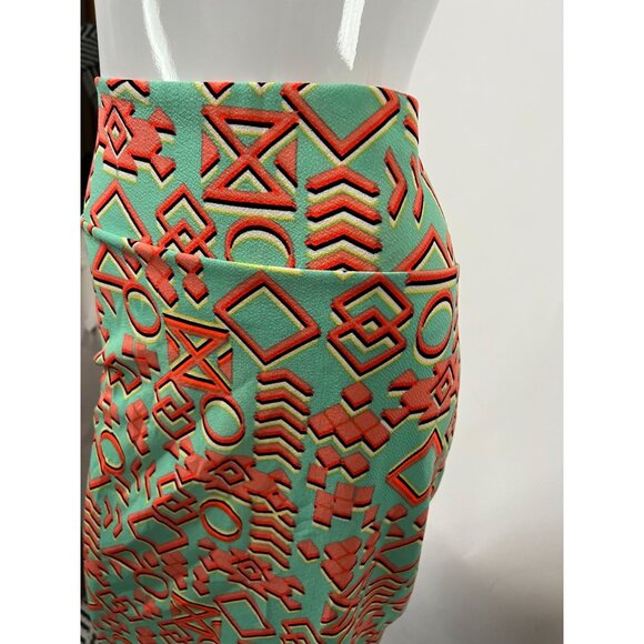 LuLaRoe XL Pencil Skirt With Geometric Coral & Mint Print - Picture 3 of 16